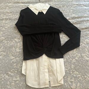 Veronica Beard Phoebe mixed media top  size L